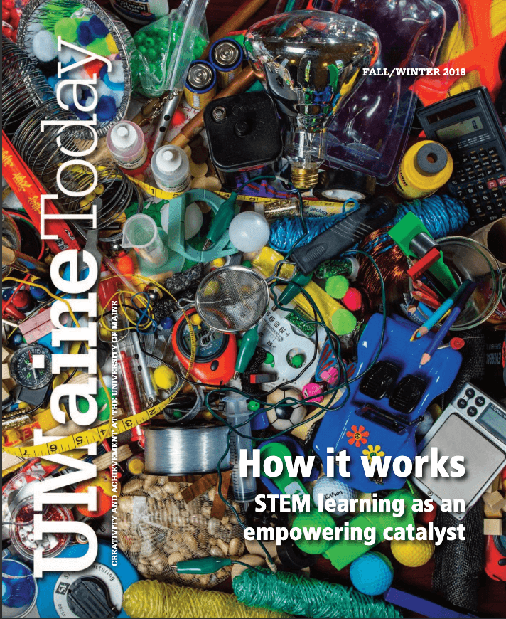 A photo of a UMaine Today Magazine cover from the Fall/Winter 2018 issue