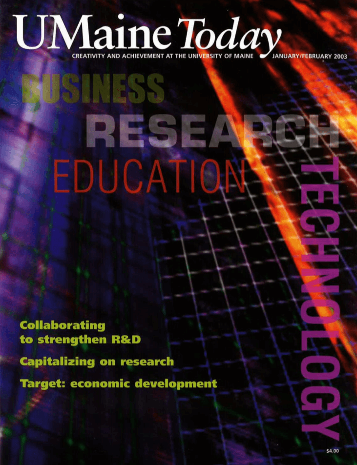 A photo of the cover of the January/February 2003 issue of UMaine Today magazine